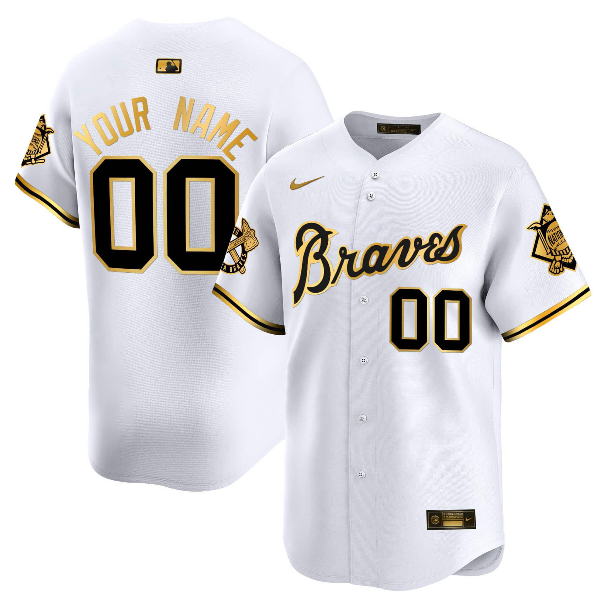 Men Atlanta Braves White 2024 Nike Peaches Vapor Premier Limited Custom MLB Jersey